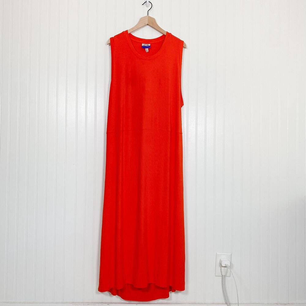 Future Collective x Kahlana Barfield Brown Womens Midi Dress Sz 3X Orange Ribbed - Picture 3 of 9